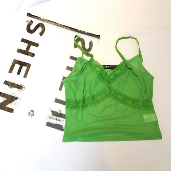 SHEIN green mesh crop cami top 💚 - Picture 2 of 4